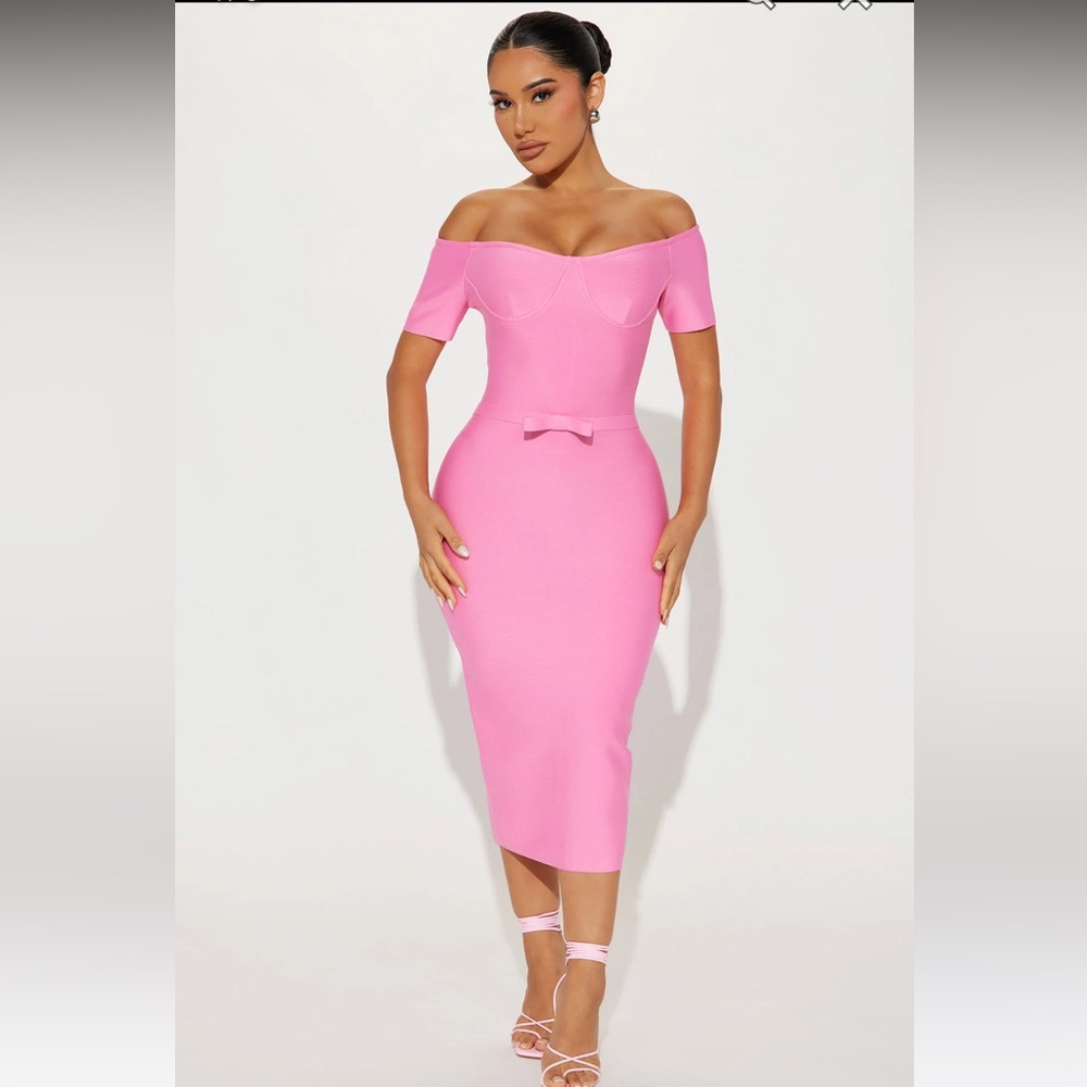 Pink Bandage Midi Dress M
